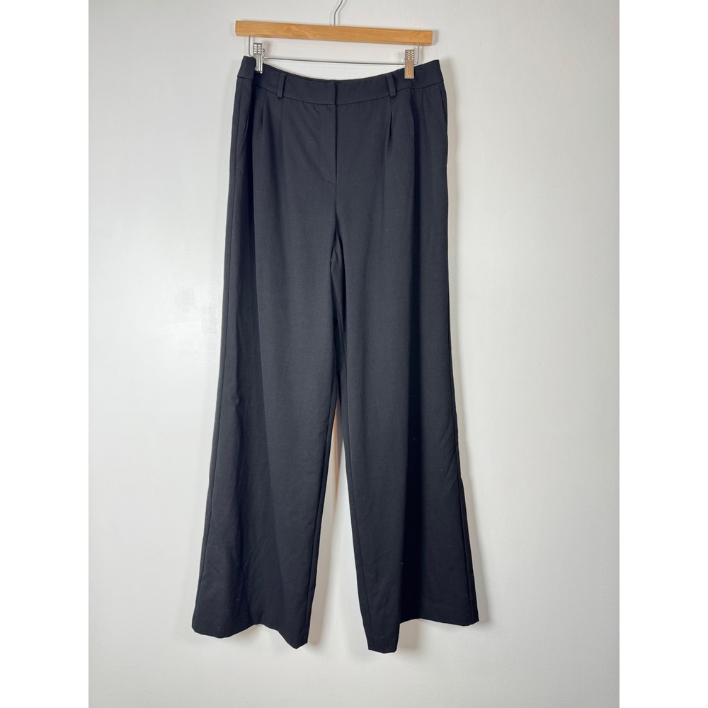 Professional Talbots Womens 10 Wide Leg Trousers Black Wool Blend Stretch Pants